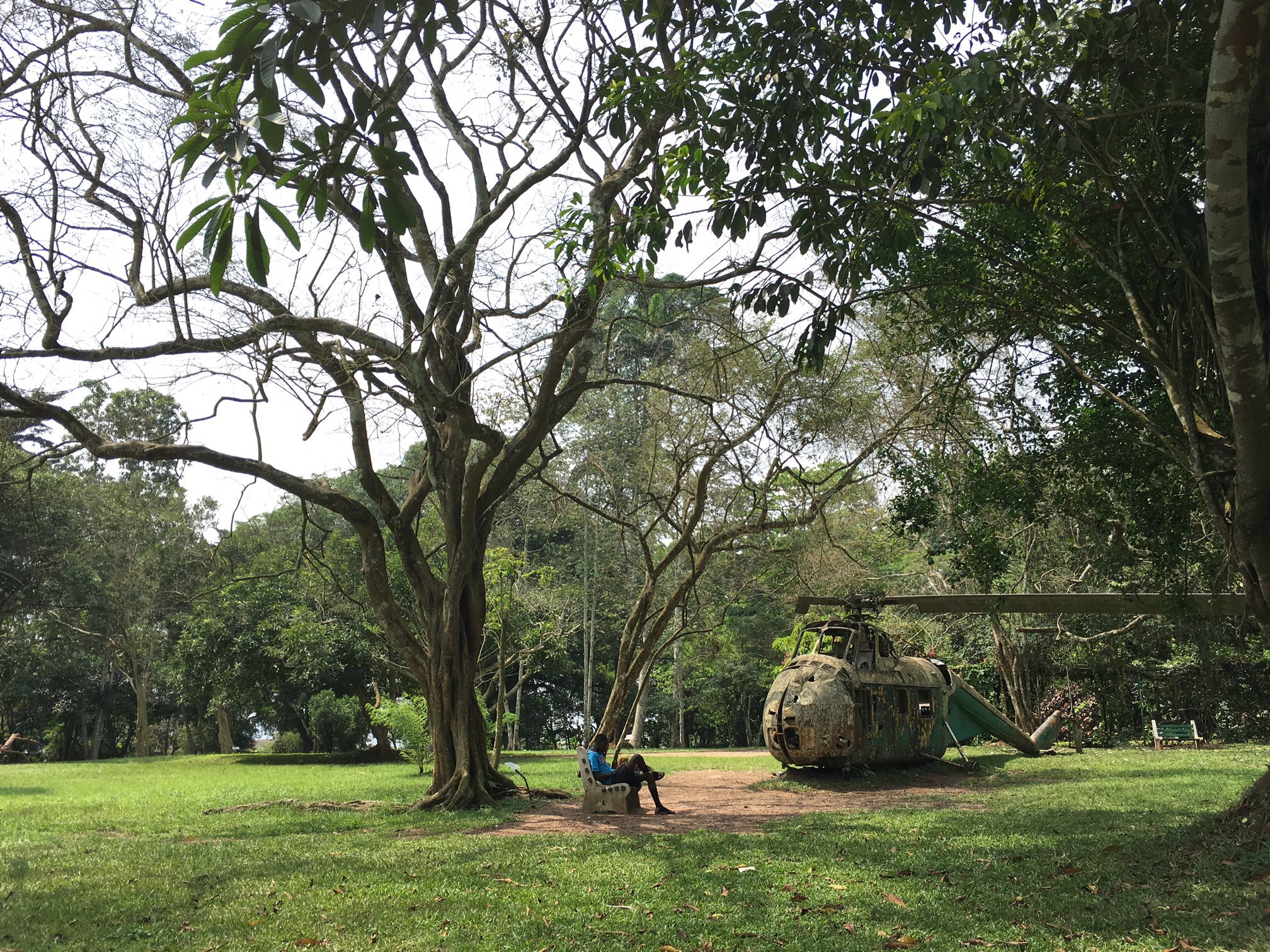 old helicopter at aburi botanical gardens